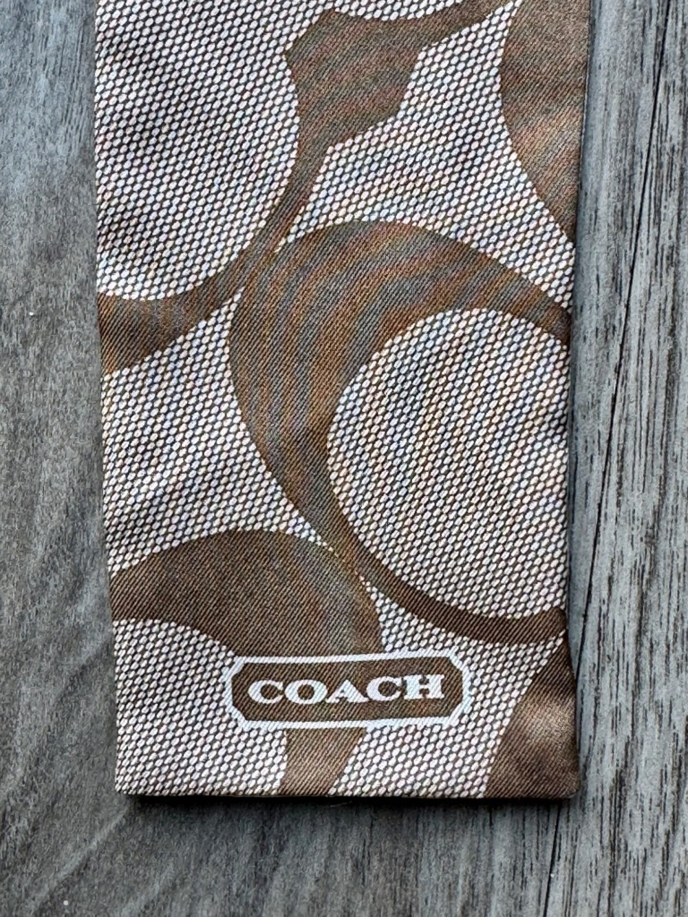 Coach Silk Twilly Skinny Scarf Monogram Neutral Hair Bag - Picture 5 of 10